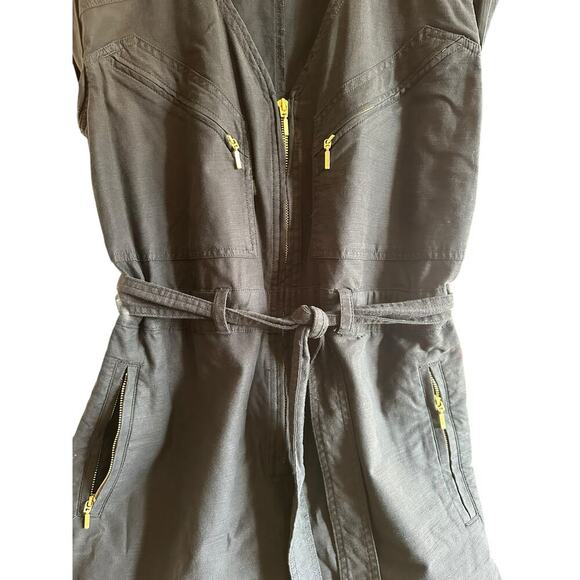 Anthropologie Black & Gold Utility Jumpsuit, Belted, Relaxed Fit, Women’s small - Picture 9 of 13